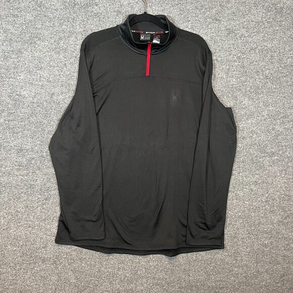 Spyder Shirt Mens Large Black Performance Stretch Long Sleeve Active 1/4 Zip - Picture 1 of 13